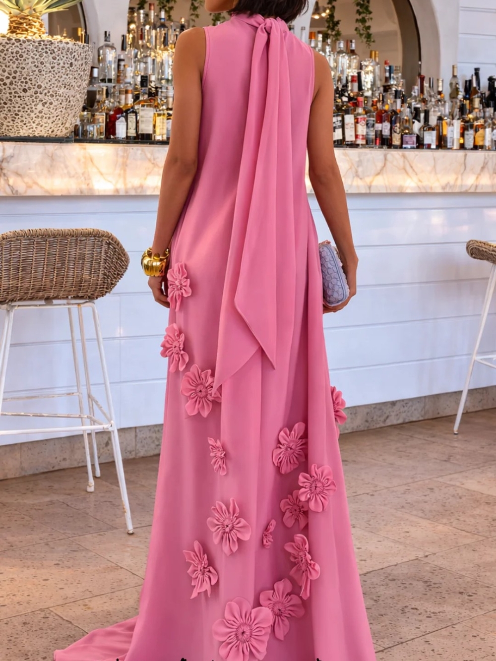 Viral Maxi Dress with 3D Floral Appliqués NWOT sz XL - Picture 3 of 11